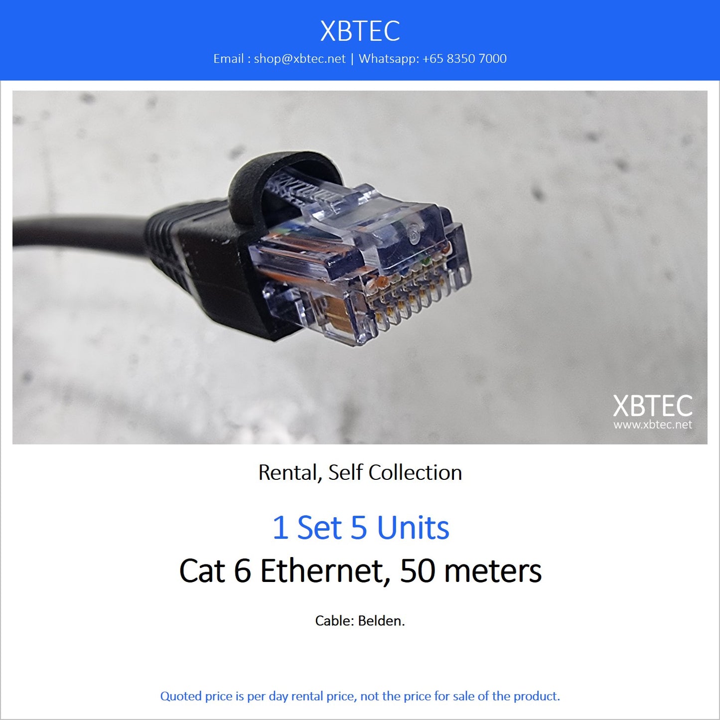 (Rental, Self Collection) Belden Cat6 Ethernet Cable, 50 meters
