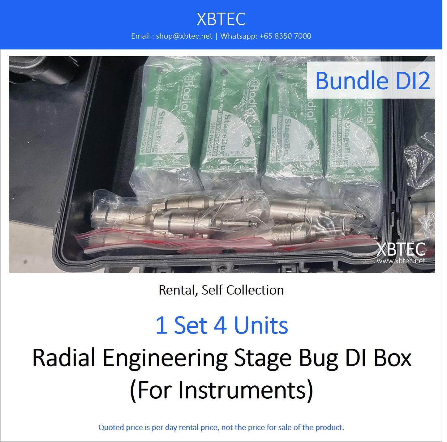 (Rental, Self Collection) Bundle DI02. Radial Engineering StageBug DI Box.