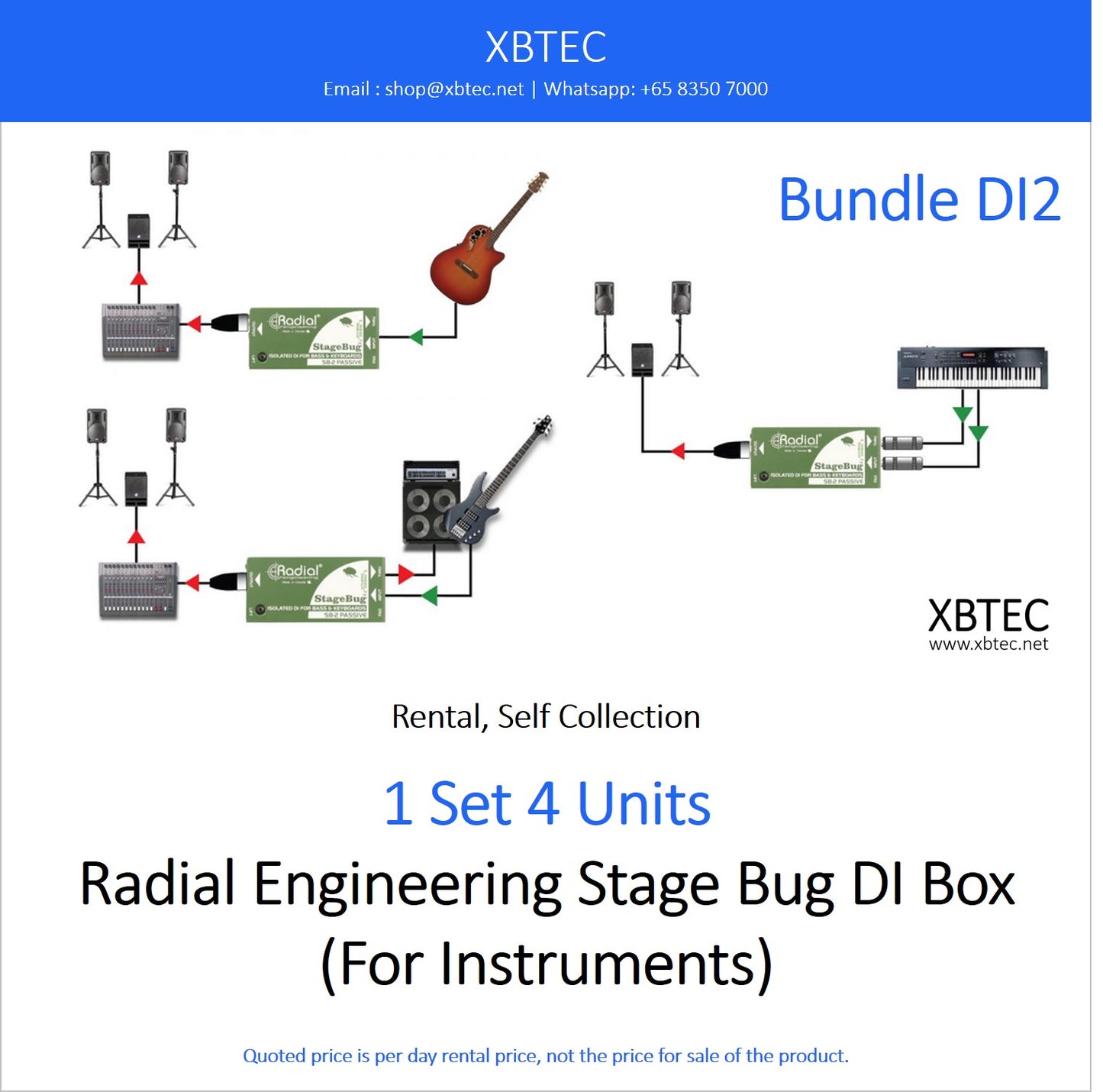 (Rental, Self Collection) Bundle DI02. Radial Engineering StageBug DI Box.