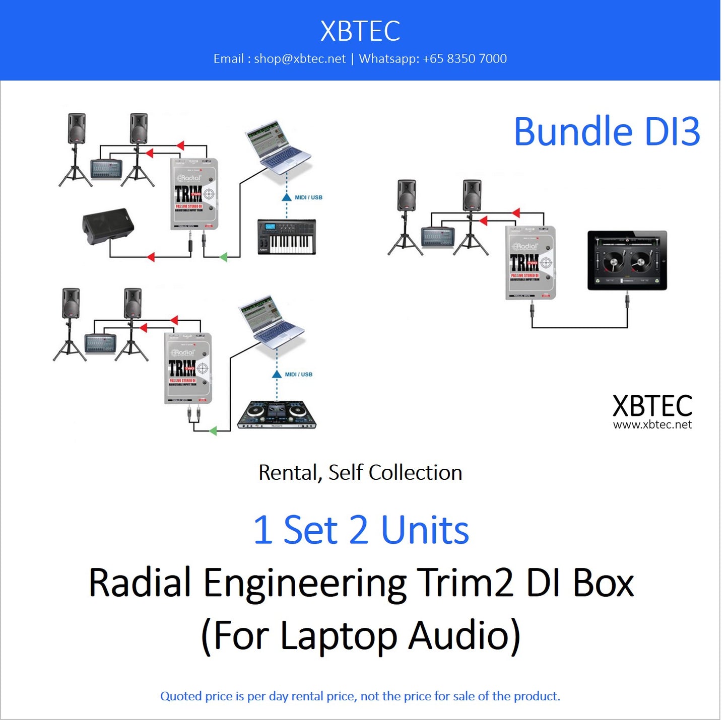 (Rental, Self Collection) Bundle DI03. Radial Engineering Trim2 DI Box.