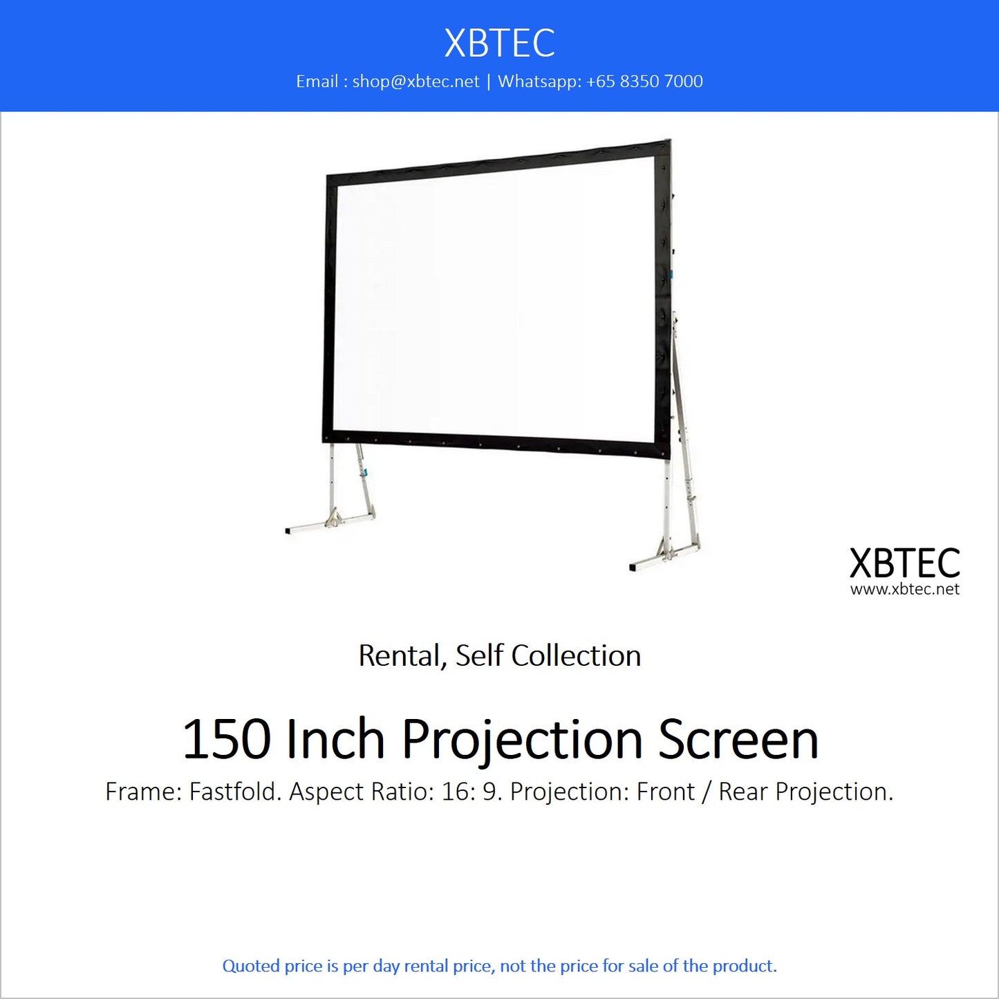 (Rental, Self Collection) 150 Inch Projection Screen