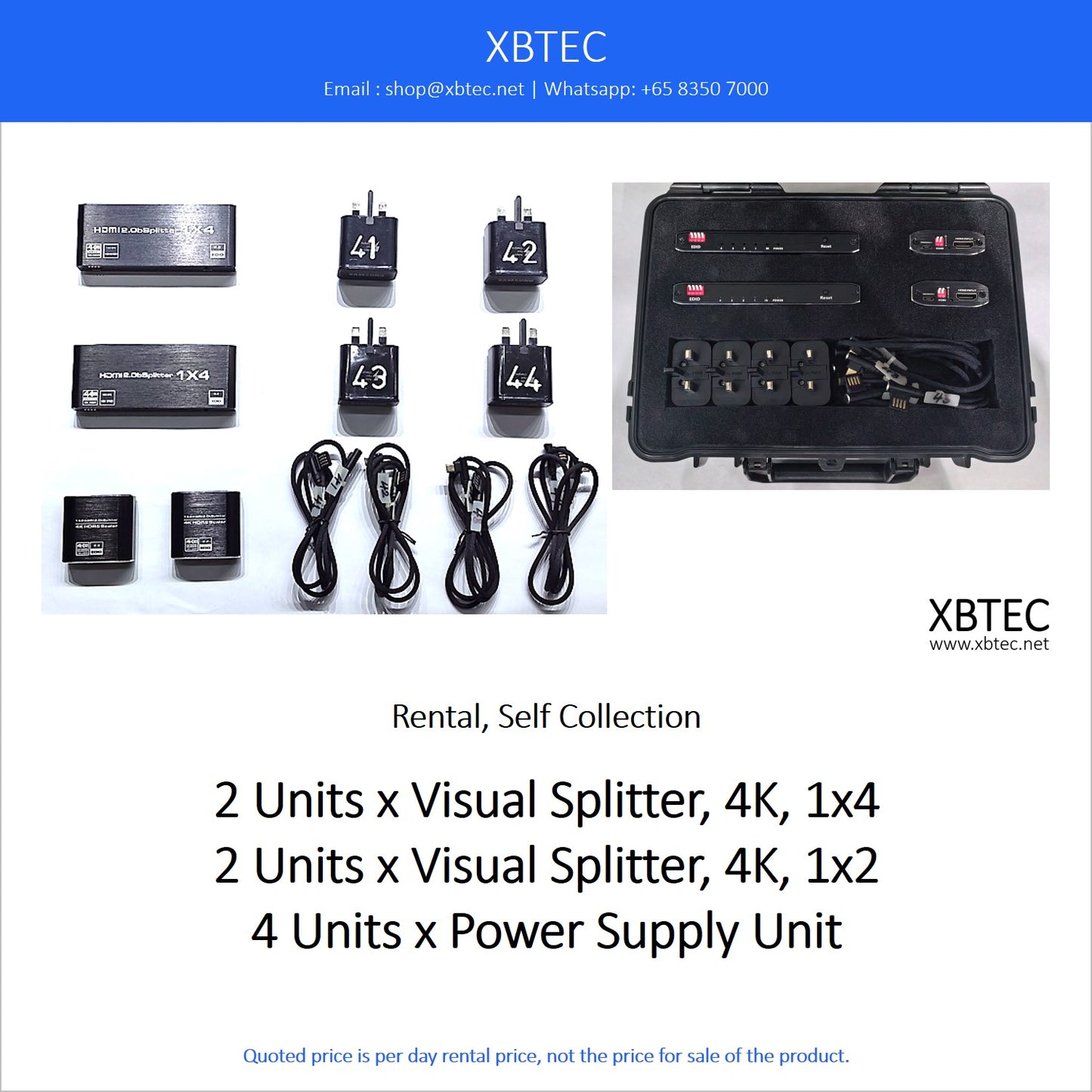 (Rental, Self Collection) Bundle. Visual Splitter, 4K, 1x4. Visual Splitter, 4K, 1x2.