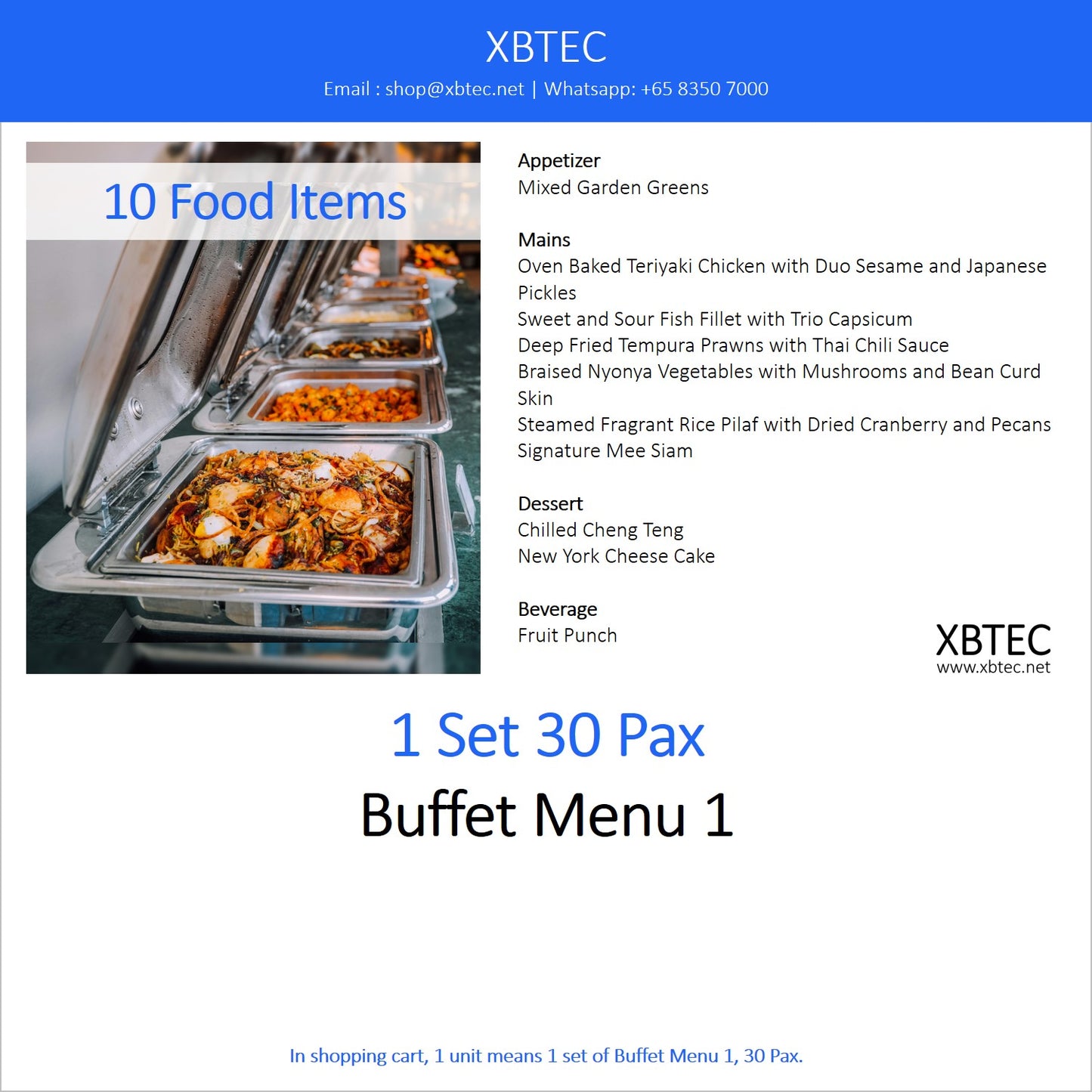 Meals, Buffet Menu 1, 30 Pax