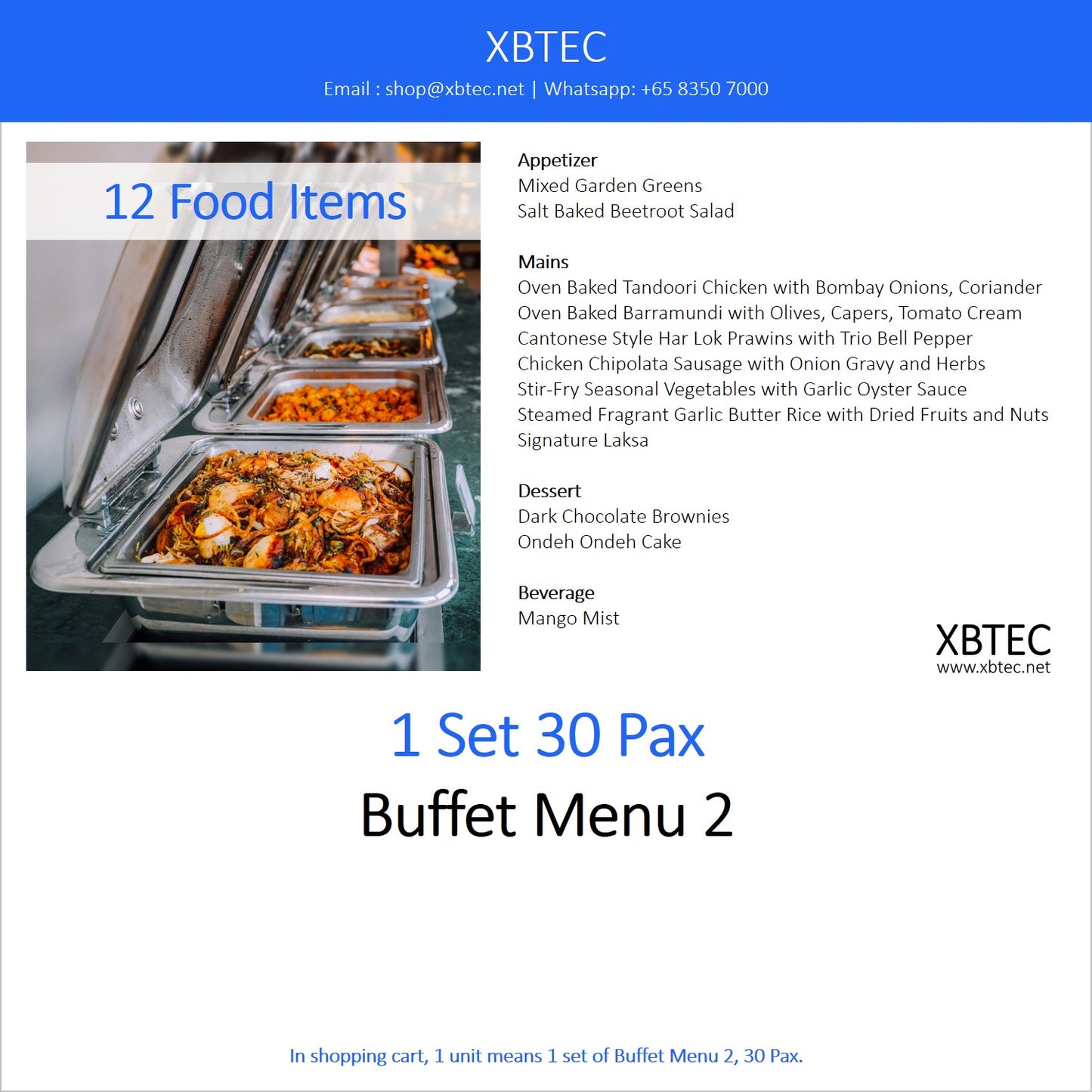 Meals, Buffet Menu 2, 30 Pax