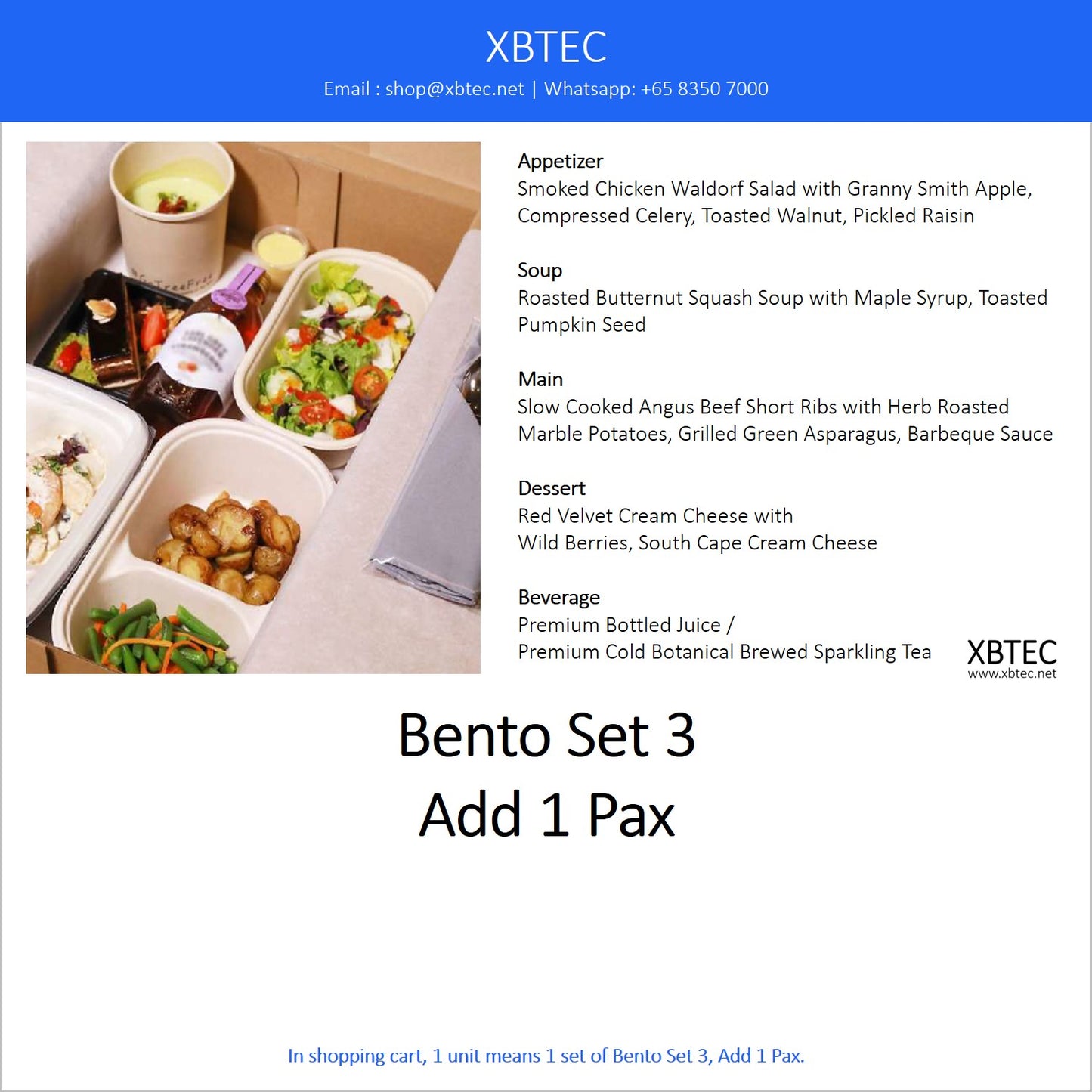 Meals, Bento Set 3, Add On 1 Pax