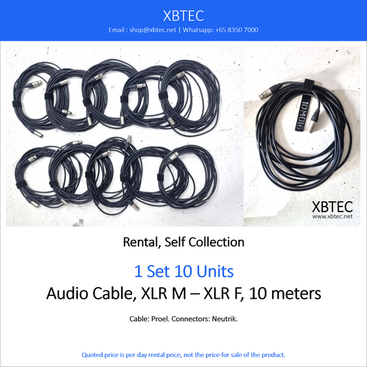 (Rental, Self Collection) Audio Cable, XLR M – XLR F, 10 meters