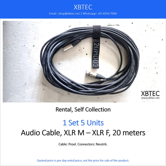 (Rental, Self Collection) Audio Cable, XLR M – XLR F, 20 meters