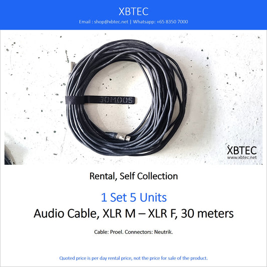 (Rental, Self Collection) Audio Cable, XLR M – XLR F, 30 meters