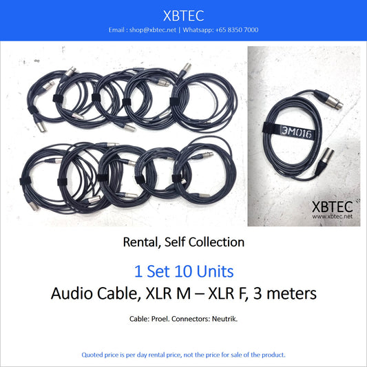 (Rental, Self Collection) Audio Cable, XLR M – XLR F, 3 meters