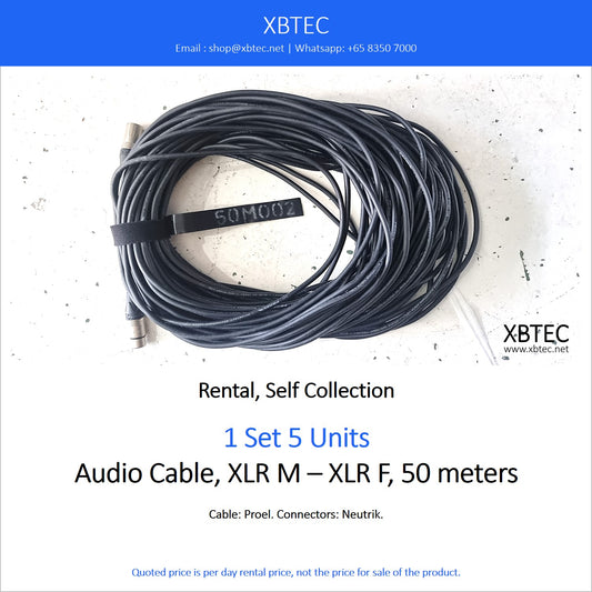 (Rental, Self Collection) Audio Cable, XLR M – XLR F, 50 meters