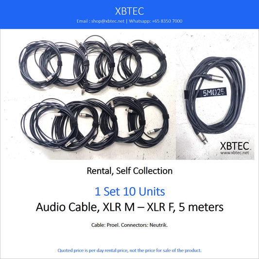 (Rental, Self Collection) Audio Cable, XLR M – XLR F, 5 meters