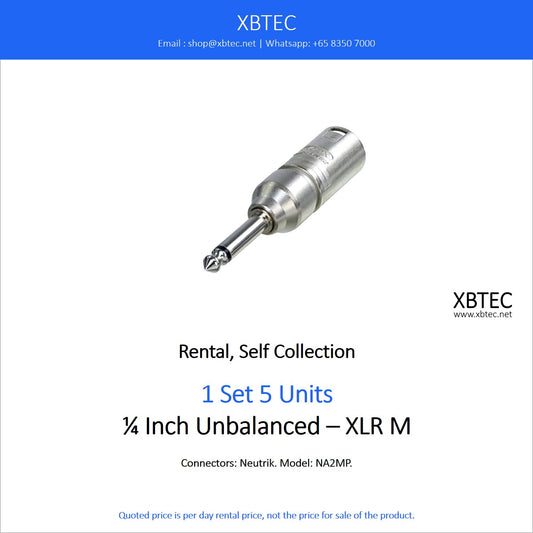 (Rental, Self Collection) 1/4 Inch Unbalanced – XLR M Converter