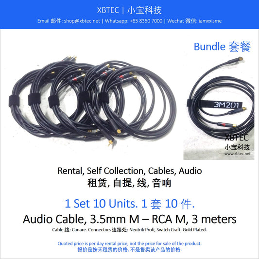 (Rental, Self Collection, Cables, Audio | 租赁, 自提, 线, 音响) Audio Cable, 3.5mm M – RCA M, 3 meters