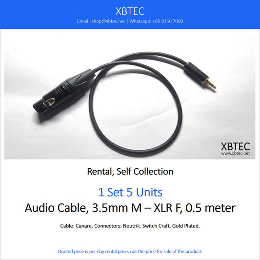 (Rental, Self Collection) Audio Cable, 3.5mm M - XLR F, 0.5 meter