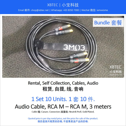(Rental, Self Collection, Cables, Audio | 租赁, 自提, 线, 音响) Audio Cable, RCA M - RCA M, 3 meters
