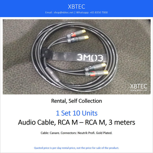 (Rental, Self Collection) Audio Cable, RCA M - RCA M, 3 meters