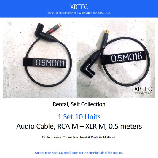 (Rental, Self Collection) Audio Cable, RCA M - XLR M, 0.5 meter