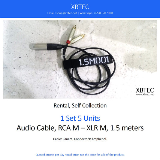 (Rental, Self Collection) Audio Cable, RCA M - XLR M, 1.5 meters