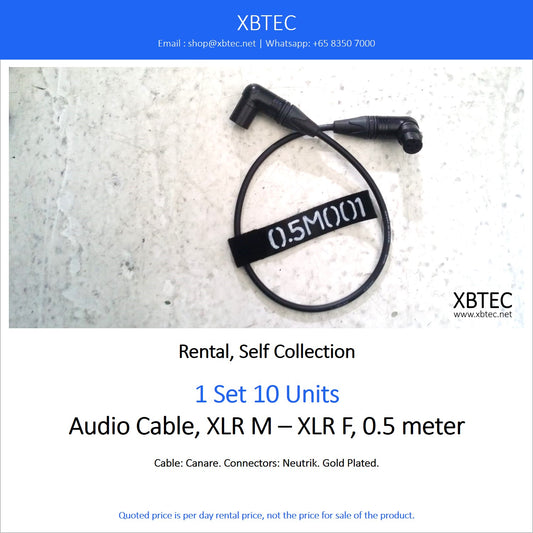 (Rental, Self Collection) Audio Cable, XLR M – XLR F, 0.5 meters