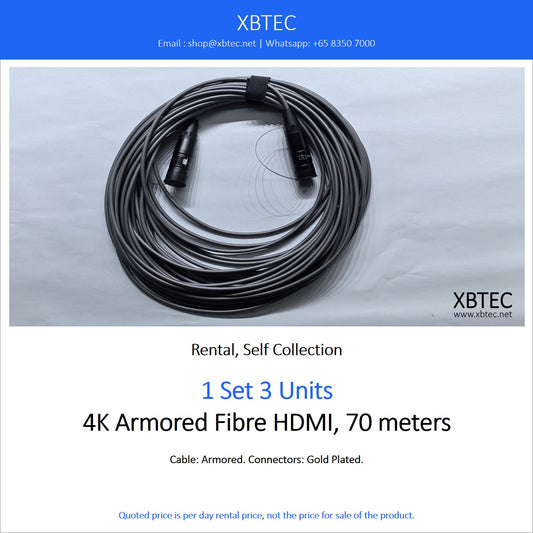 (Rental, Self Collection) 4K Armored Fibre HDMI, 70 meters