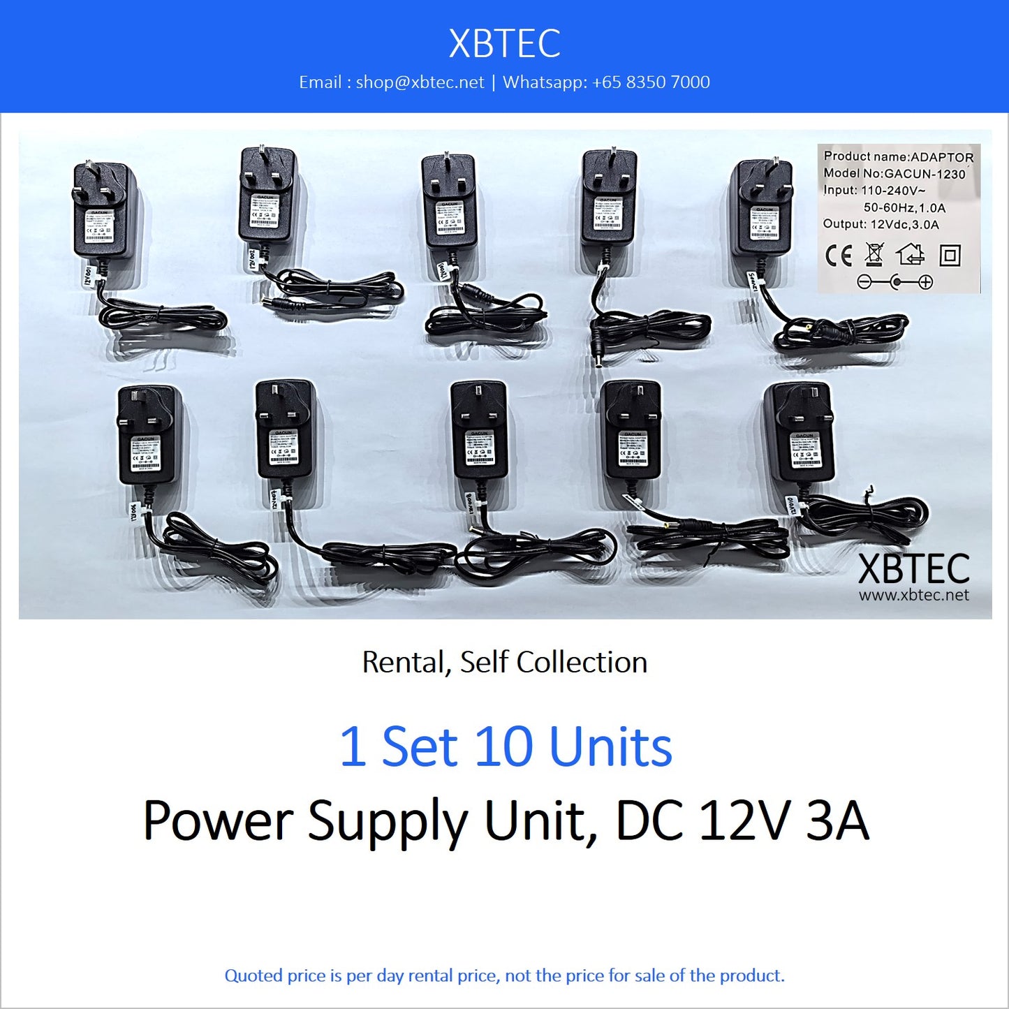 (Rental, Self Collection) Power Supply Unit, DC 12V 3A