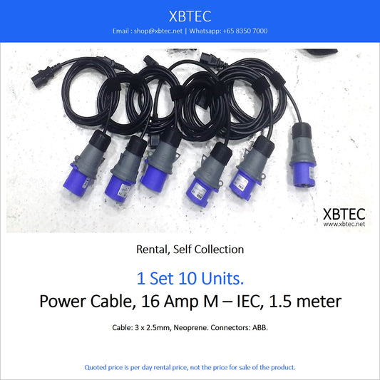 (Rental, Self Collection) Power Cable, 16 Amp M – IEC, 1.5 Meters