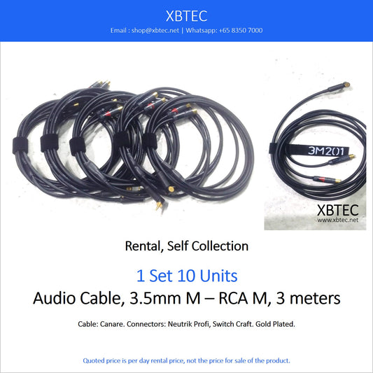 (Rental, Self Collection) Audio Cable, 3.5mm M – RCA M, 3 meters