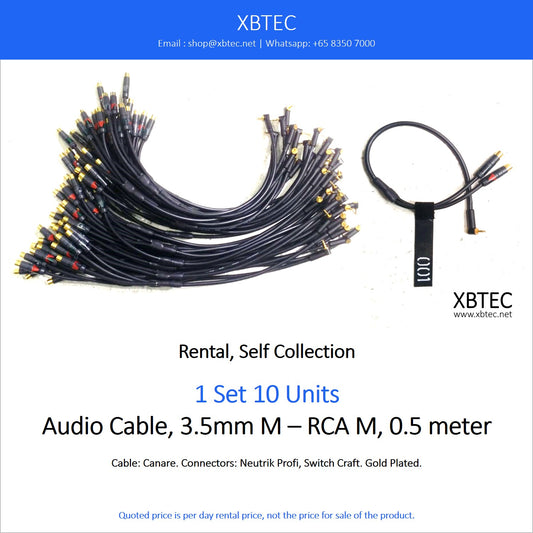 (Rental, Self Collection) Audio Cable, 3.5mm M - RCA M , 0.5 meter