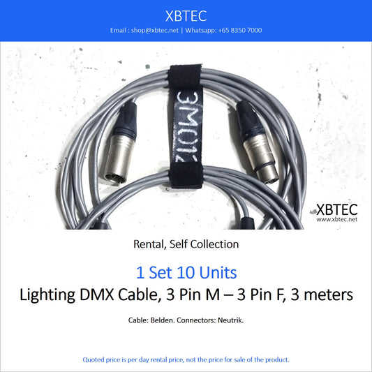 (Rental, Self Collection) Lighting DMX Cable, 3 Pin M - 3 Pin F, 3 meters