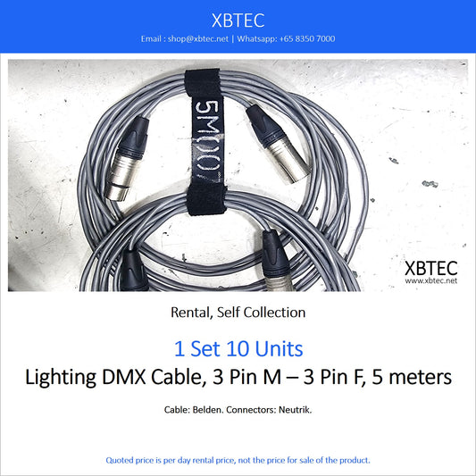 (Rental, Self Collection) Lighting DMX Cable, 3 Pin M - 3 Pin F, 5 meters