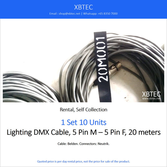 (Rental, Self Collection) Lighting DMX Cable, 5 Pin M - 5 Pin F, 20 meters