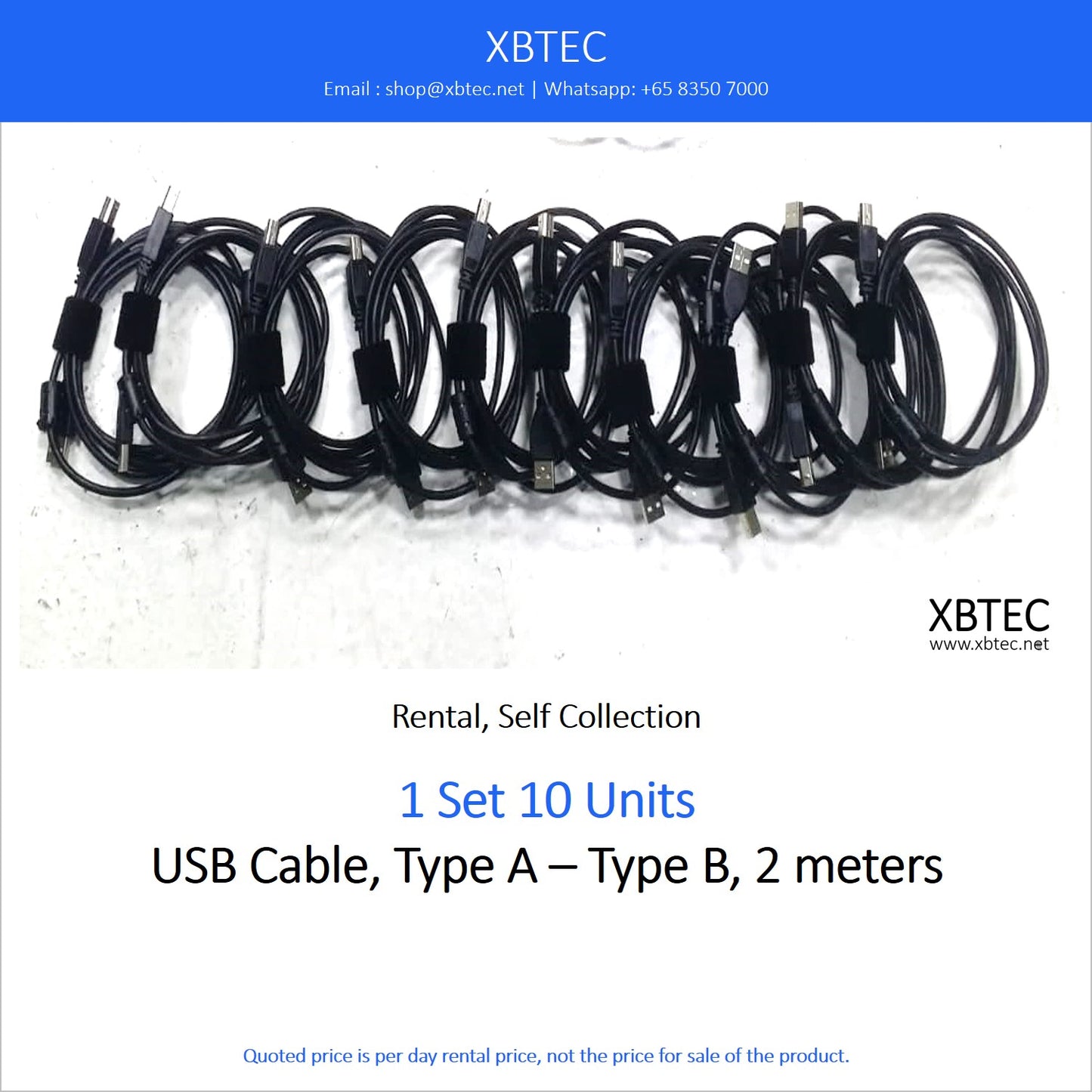 (Rental, Self Collection) USB, Type A - Type B, 2 meters