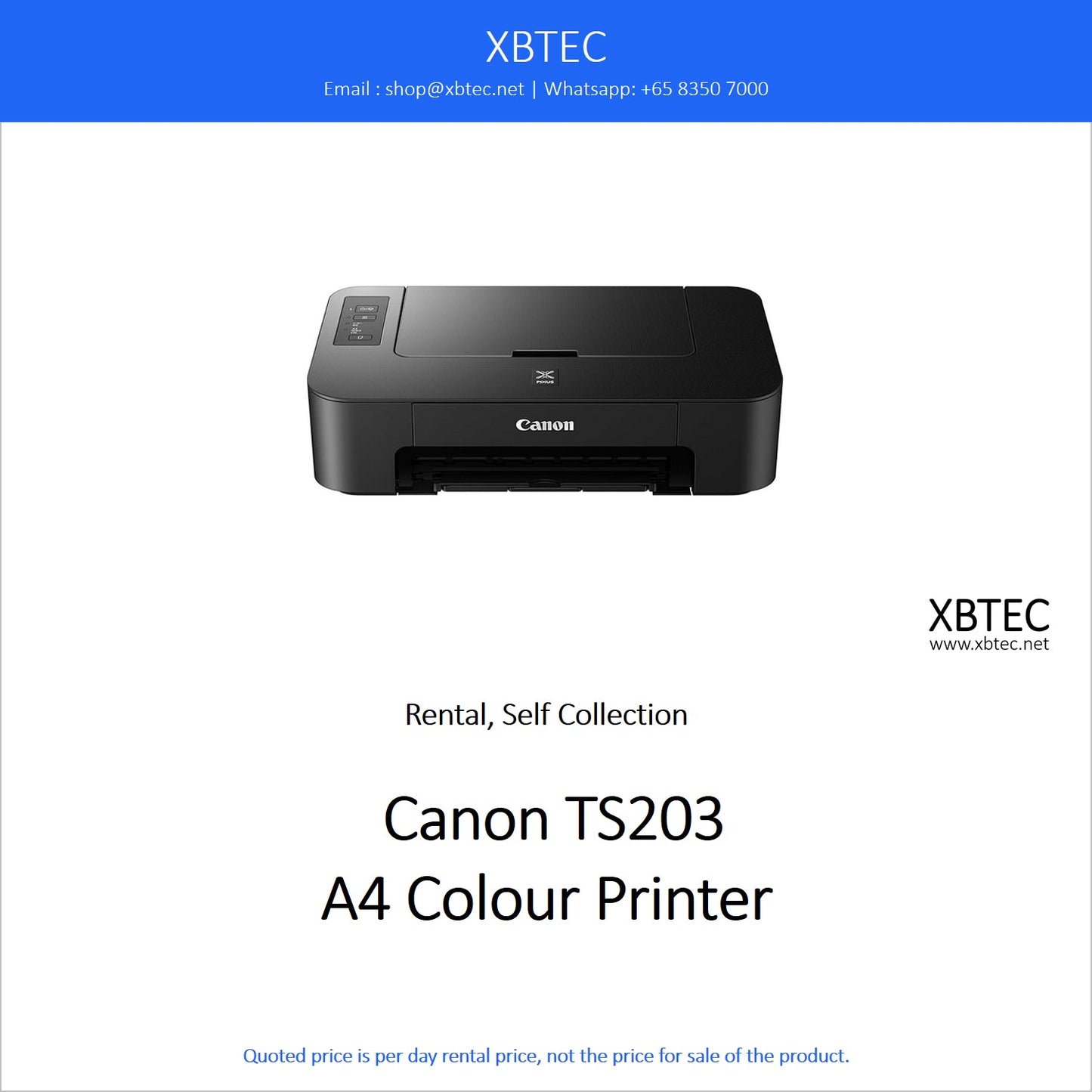 (Rental, Self Collection) Canon TS203 Colour Printer