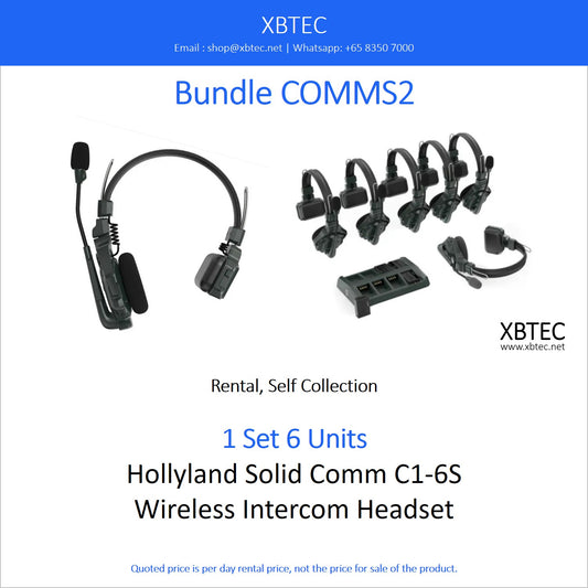 (Rental, Self Collection) Bundle COMMS02. Hollyland Solid Comm C1-6S Wireless Intercom Headset.