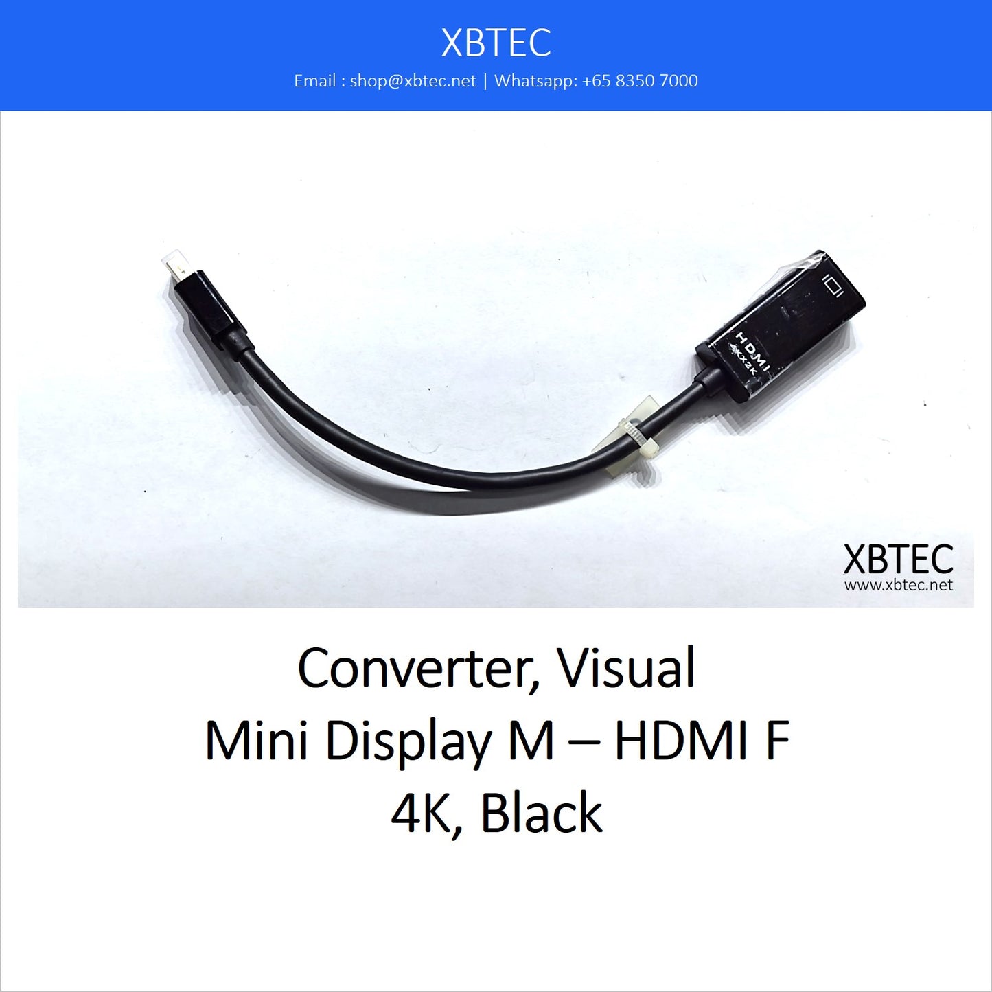 Converter, Visual, Mini Display M – HDMI F, 4K, Black