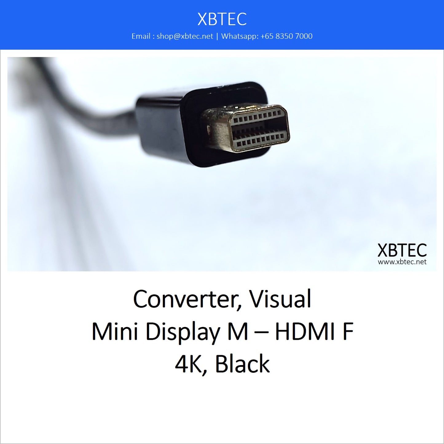 Converter, Visual, Mini Display M – HDMI F, 4K, Black