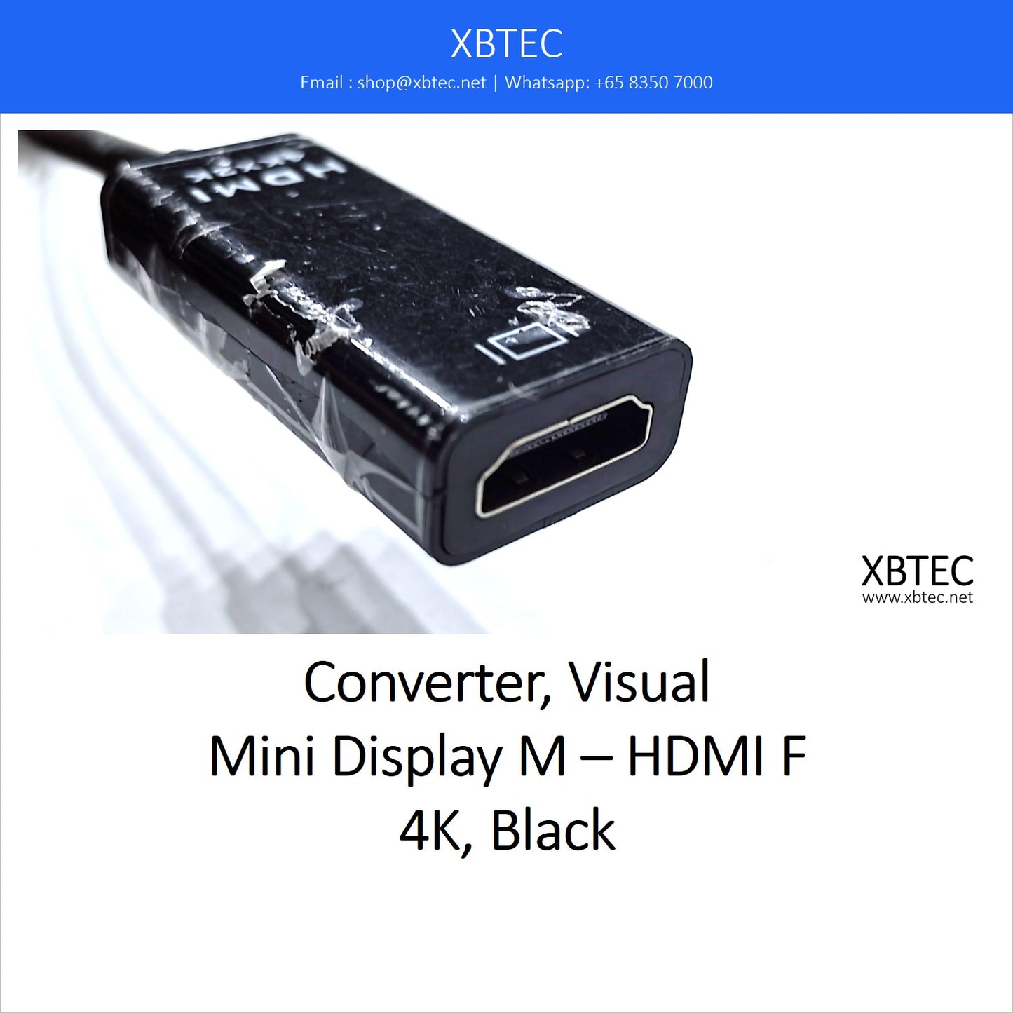 Converter, Visual, Mini Display M – HDMI F, 4K, Black