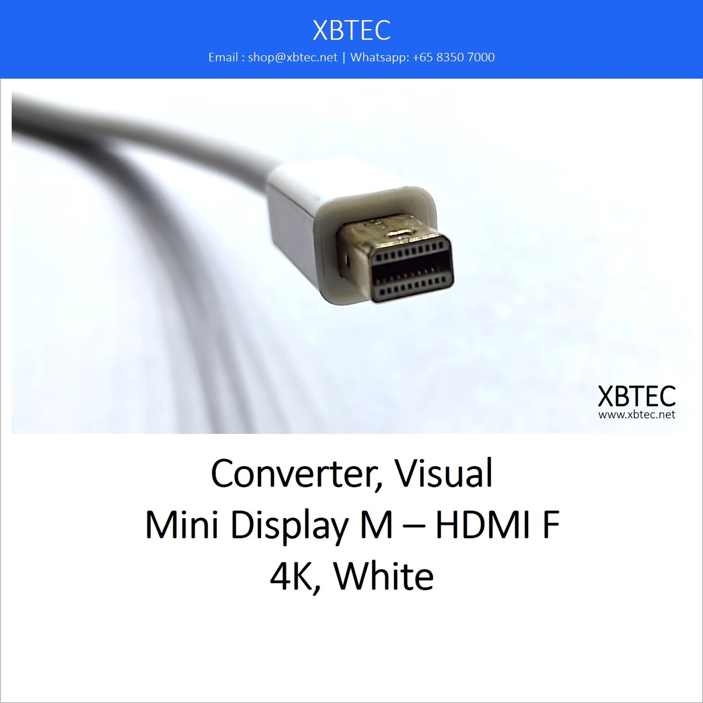 Converter, Visual, Mini Display M – HDMI F, 4K, White