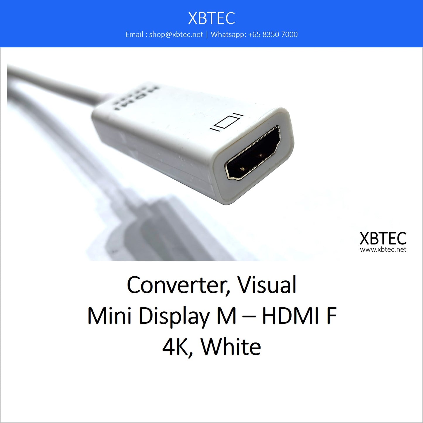 Converter, Visual, Mini Display M – HDMI F, 4K, White