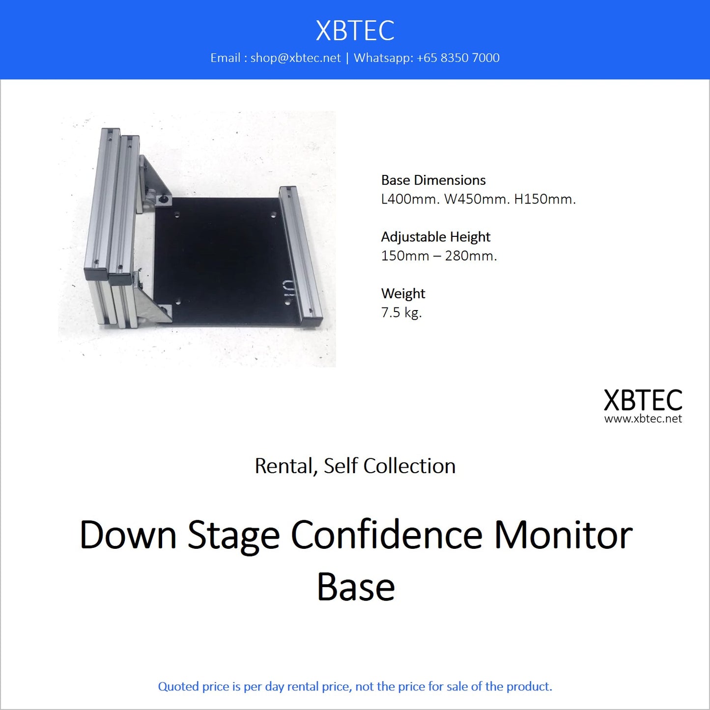 (Rental, Self Collection) Down Stage Confidence Monitor Base