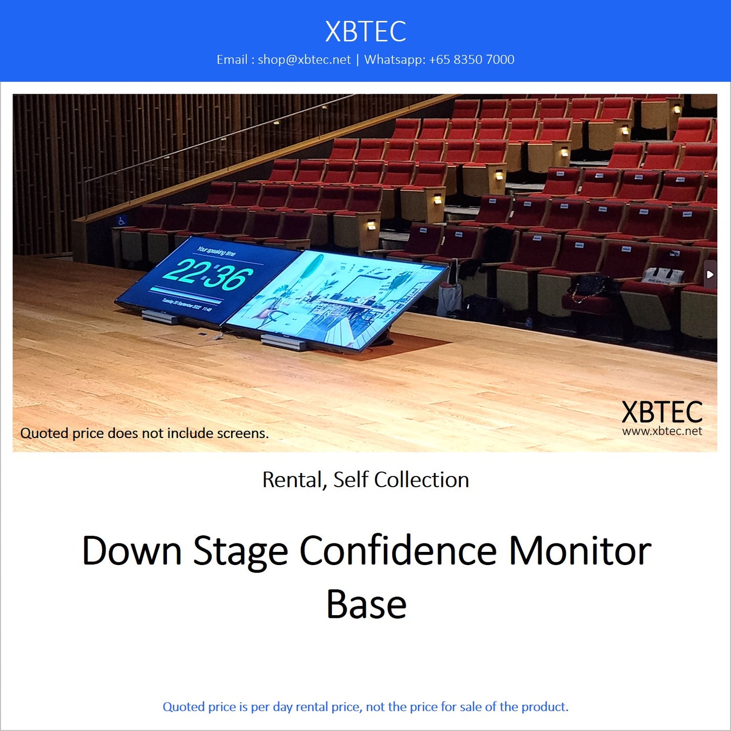 (Rental, Self Collection) Down Stage Confidence Monitor Base