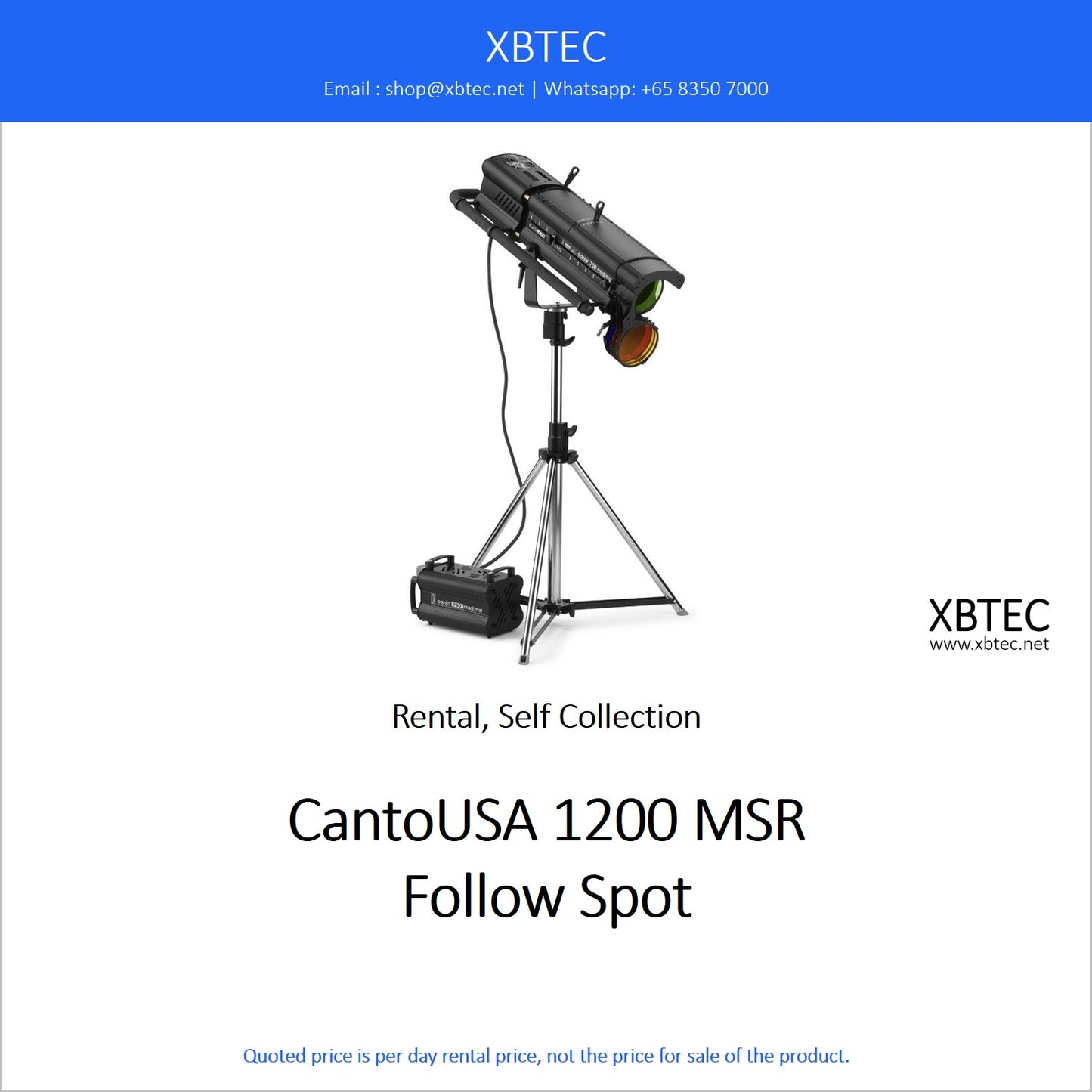 (Rental, Self Collection) CantoUSA 1200MSR Follow Spot