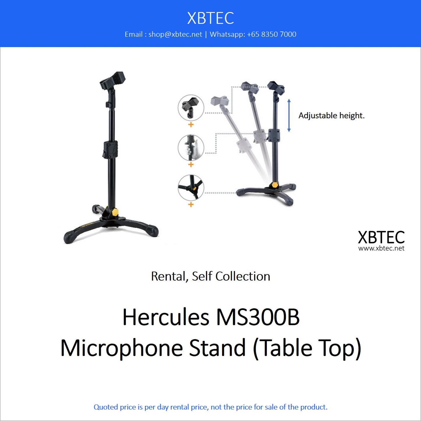 (Rental, Self Collection) Hercules MS300B Microphone Stand