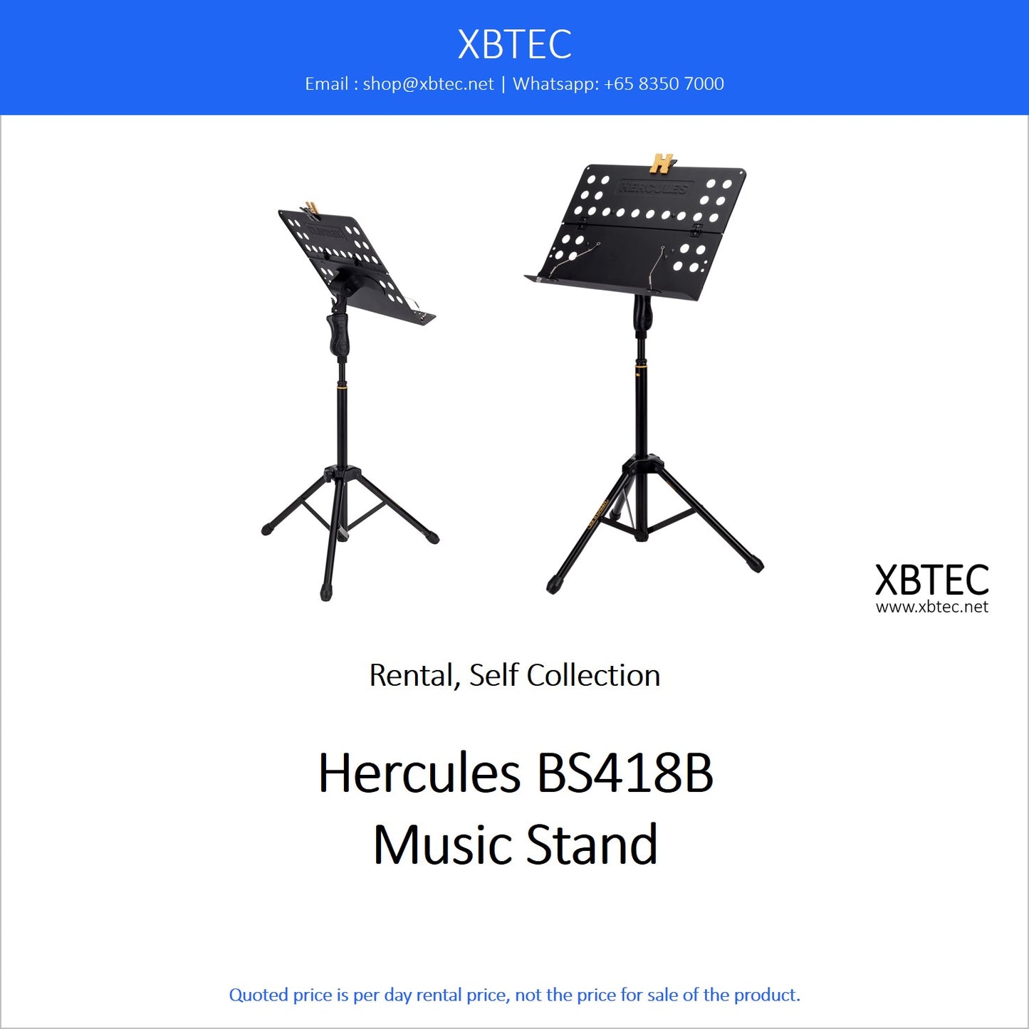 (Rental, Self Collection) Hercules MS418B Music Stand