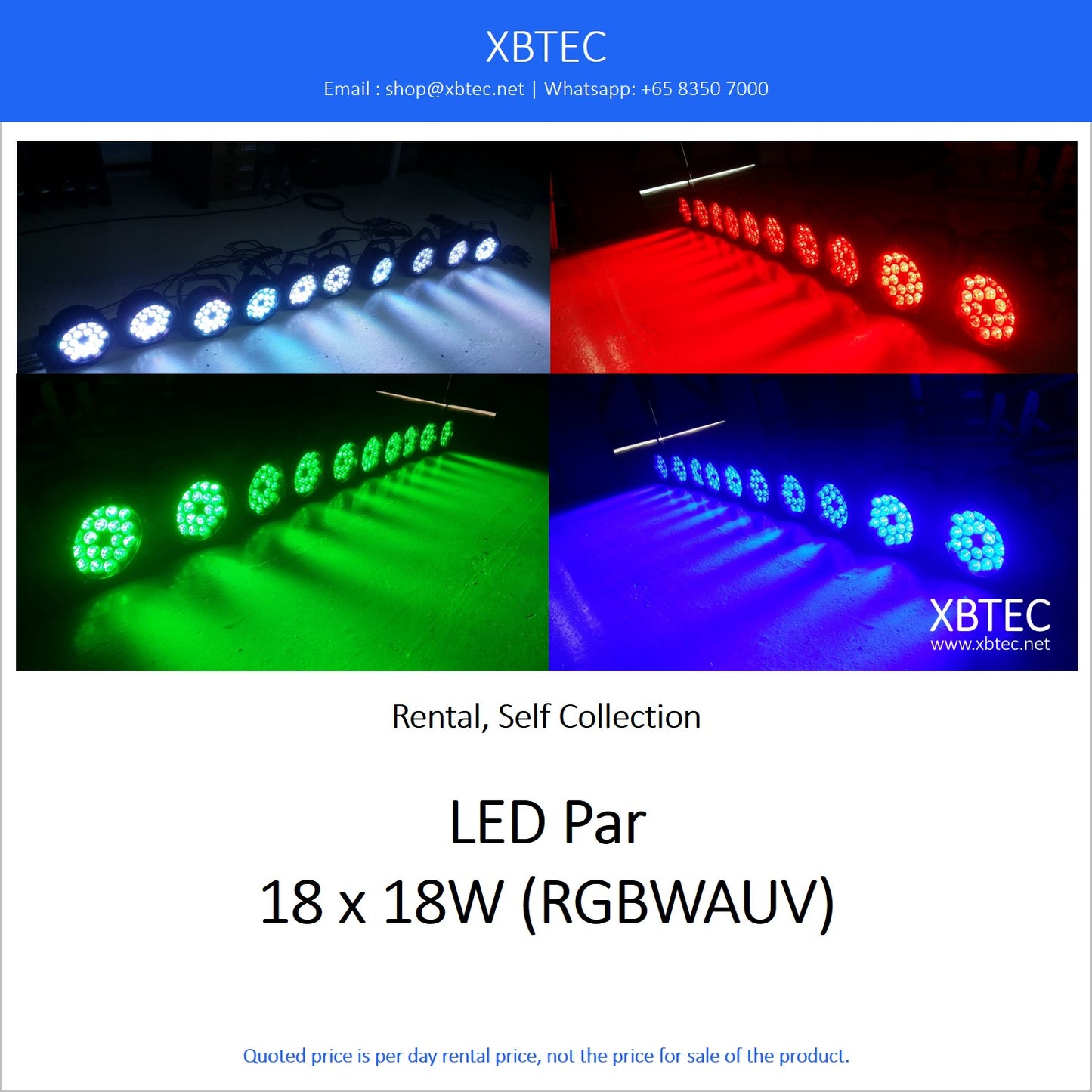 (Rental, Self Collection) LED Par 18 x 18W (RGBWAUV)