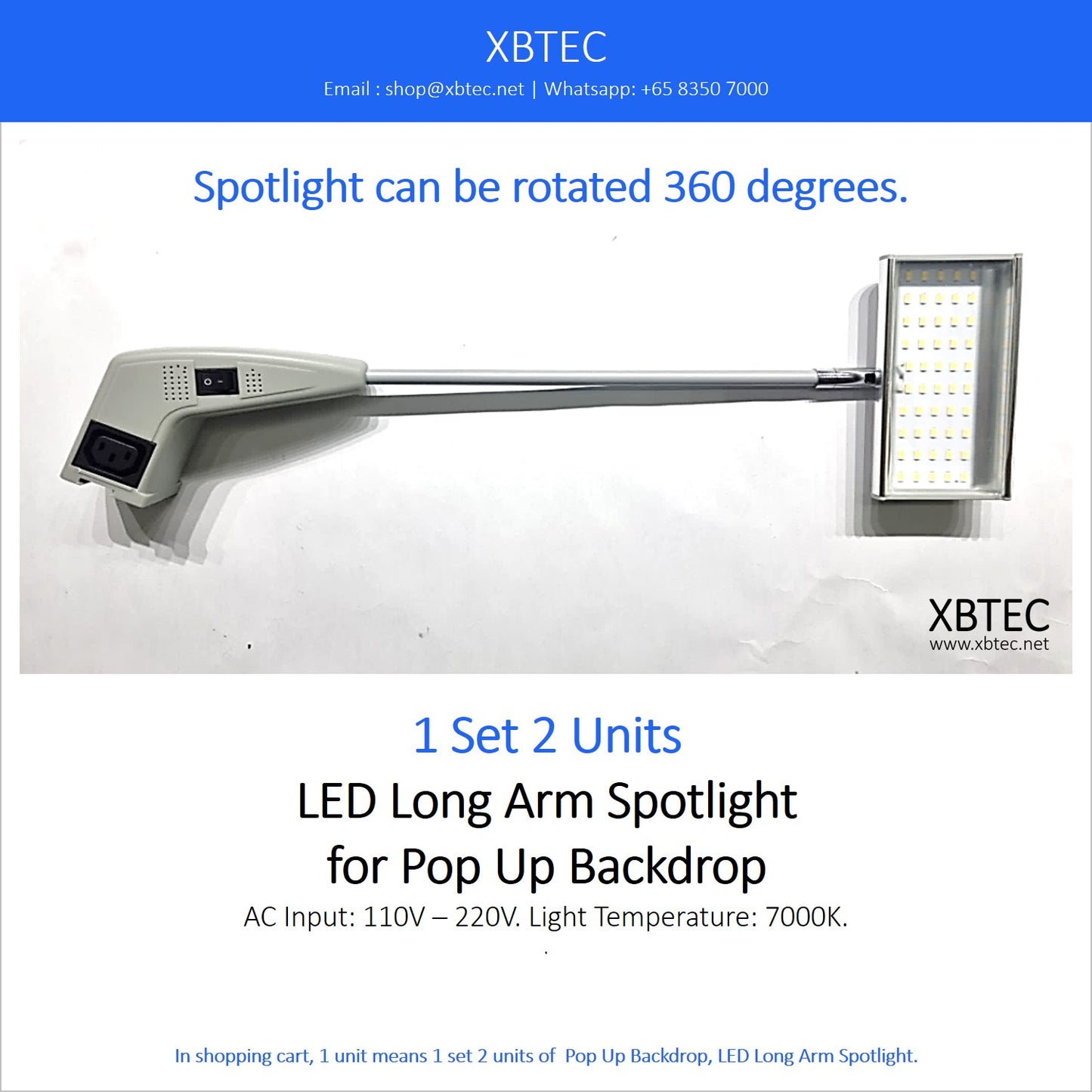 LED Long Arm Spotlight for Pop Up Backdrop