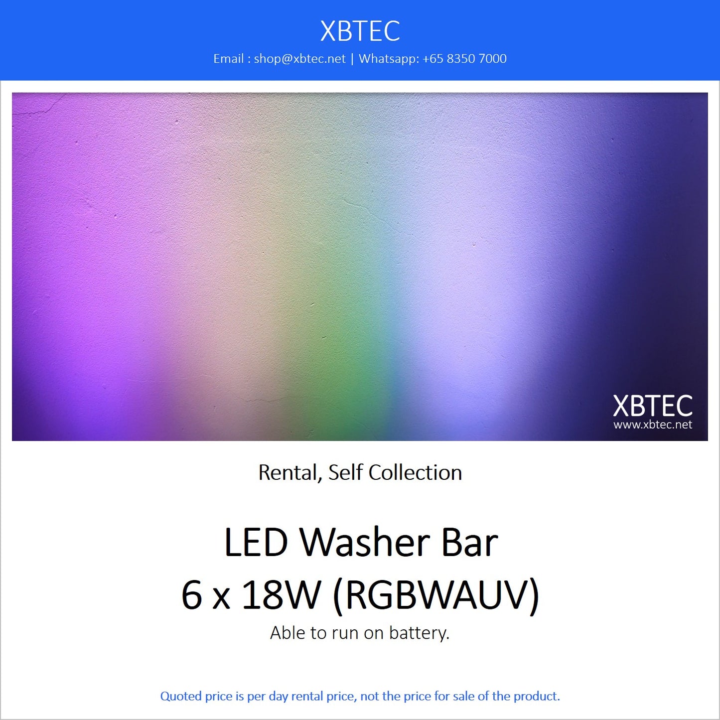 (Rental, Self Collection) LED Washer Bar 6 x 18W (RGBWAUV)