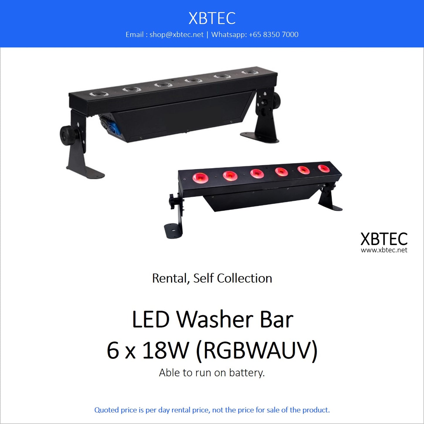 (Rental, Self Collection) LED Washer Bar 6 x 18W (RGBWAUV)