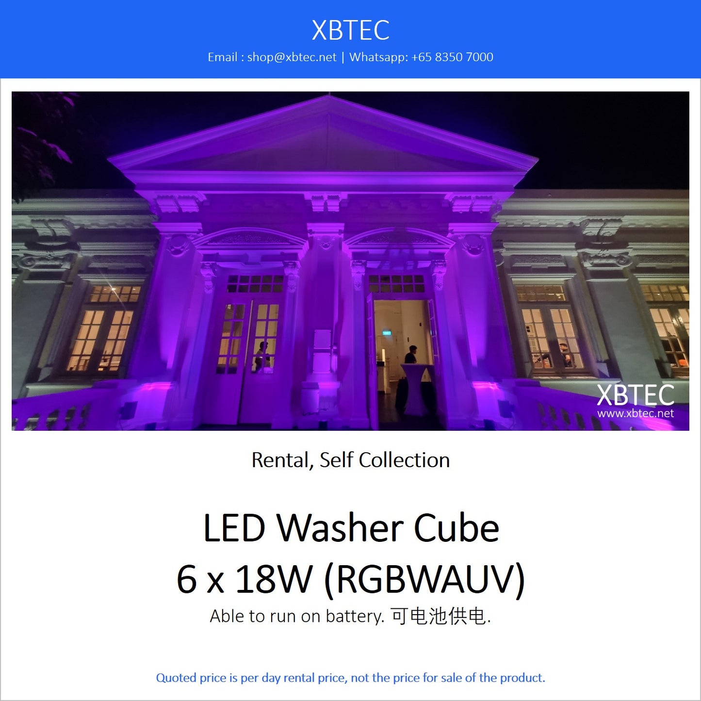 (Rental, Self Collection) LED Washer Cube 6 x 18W (RGBWAUV)