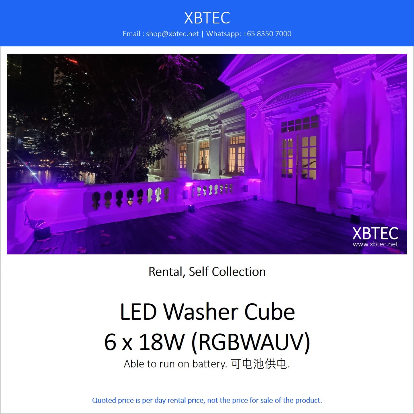 (Rental, Self Collection) LED Washer Cube 6 x 18W (RGBWAUV)